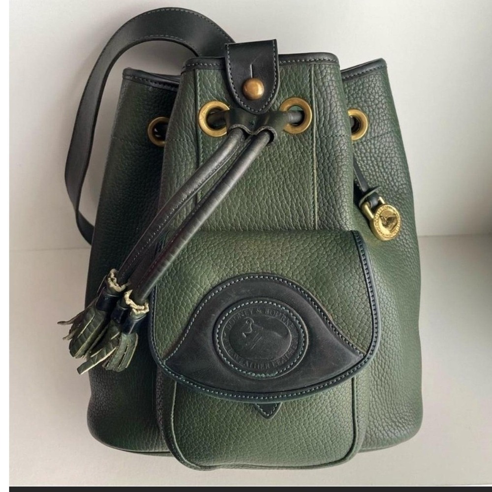 Dooney & Bourke Vintage All Weather Leather Drawstring Backpack Green Small
